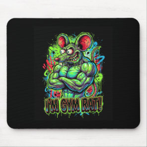 Muscular Gym Rat Bodybuilder Graffiti Workout Fitn Mouse Pad