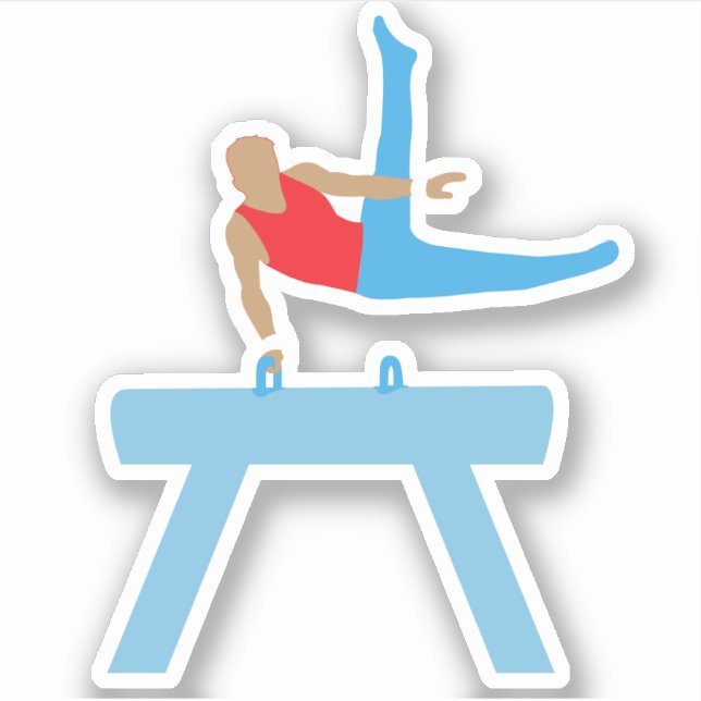 Muscular Gymnast on Pommel Horse Sticker (Front)