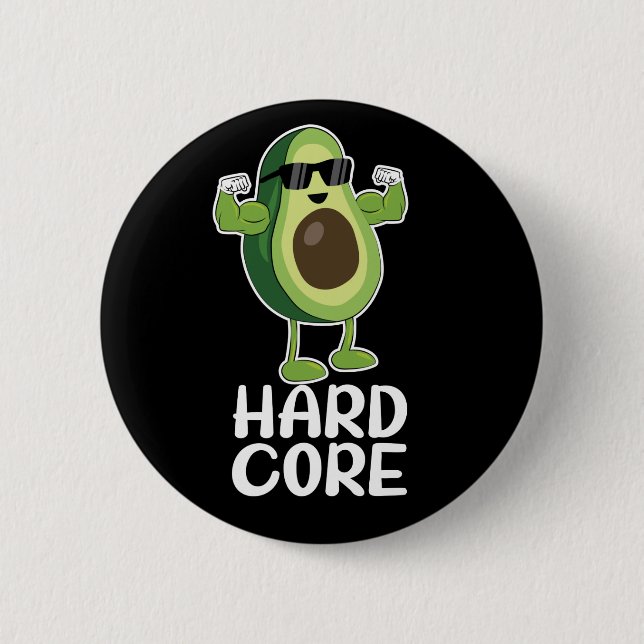 Muscular Hardcore Avocado Funny Button (Front)