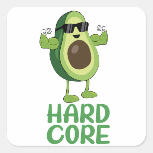 Muscular Hardcore Avocado Funny Square Sticker