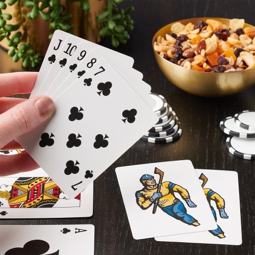 Muscular Hockey Player Playing Cards