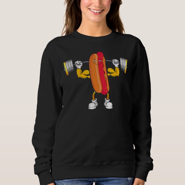 Muscular Hot Dog Deadlift Bodybuilding Fitness Gym Sweatshirt (Front)