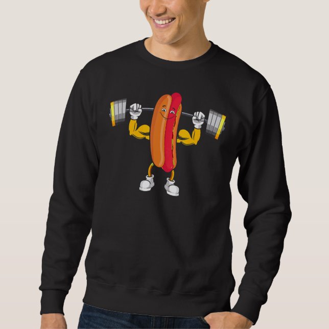 Muscular Hot Dog Deadlift Bodybuilding Fitness Gym Sweatshirt (Front)