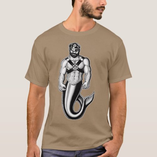 Muscular Leather Merman T_Shirt
