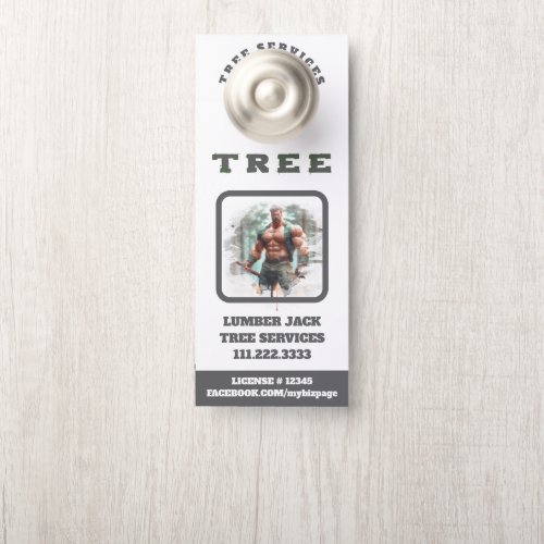 *~*  Muscular Lumber Jack Tree Services QR Door Door Hanger
