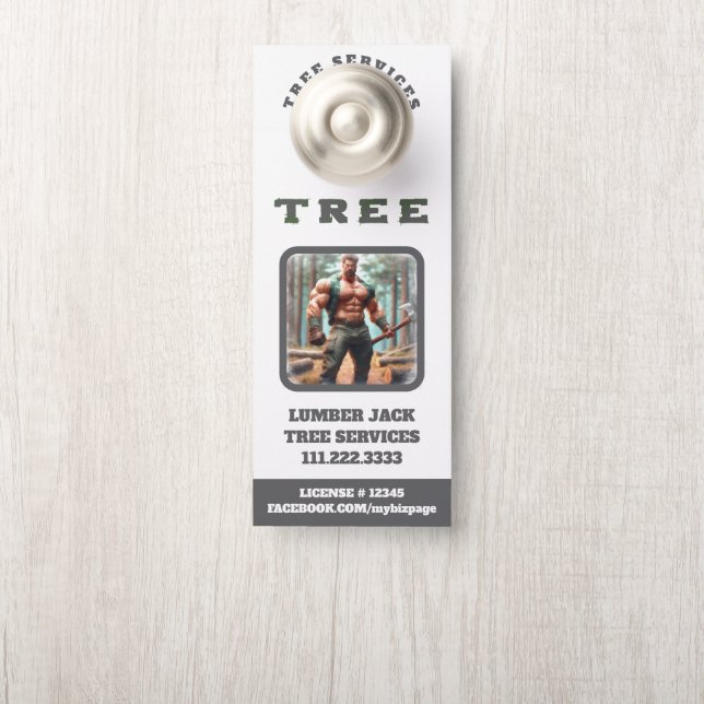 *~*  Muscular  Lumber Jack Tree Services QR Door Hanger (On Knob)