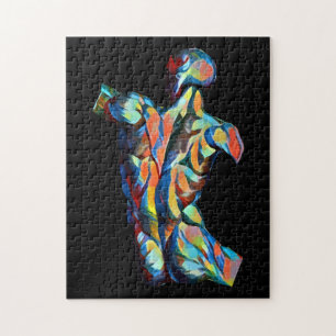 muscular Male human anatomy abstract art Jigsaw Puzzle