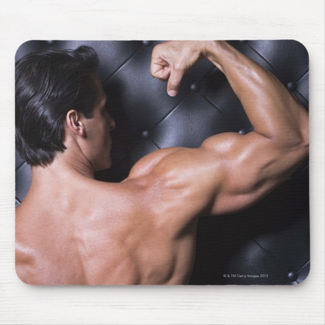 Muscular man flexing mouse pad (Front)