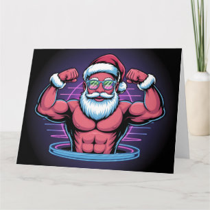 Muscular Santa Claus Bodybuilder Illustration Card