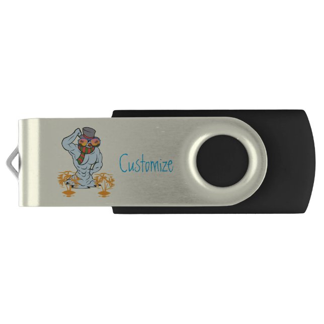 Muscular Snowman Tropical Vacation Thunder_Cove Flash Drive (Back)