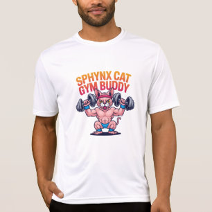 Muscular Sphynx Cat Gym Buddy Cartoon T-Shirt