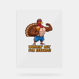 Muscular Turkey Gym Champion Funny Thanksgiving Cl Acrylic Sign
