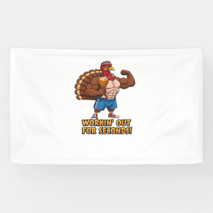 Muscular Turkey Gym Champion Funny Thanksgiving Cl Banner
