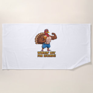 Muscular Turkey Gym Champion Funny Thanksgiving Cl Beach Towel