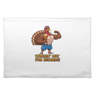 Muscular Turkey Gym Champion Funny Thanksgiving Cl Cloth Placemat