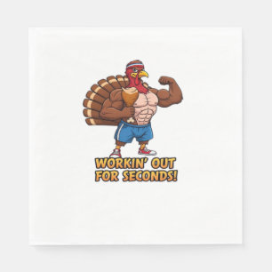 Muscular Turkey Gym Champion Funny Thanksgiving Cl Napkins