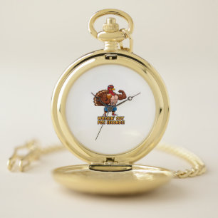 Muscular Turkey Gym Champion Funny Thanksgiving Cl Pocket Watch