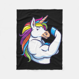 Muscular Unicorn - Funny Magical Fitness Bodybuild Fleece Blanket