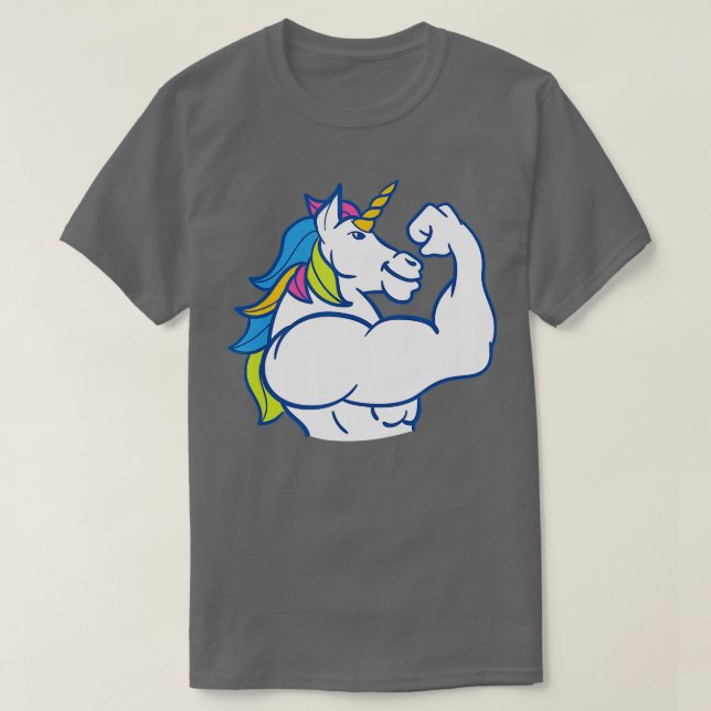 Muscular Unicorn - Funny Magical Fitness Bodybuild T-Shirt (Design Front)