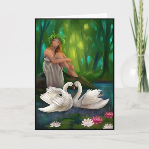 Muse and Swans Greeting Card