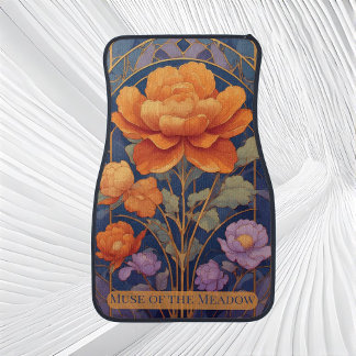 Muse of the Meadow Art Deco Florals Spring Autumn  Car Floor Mat