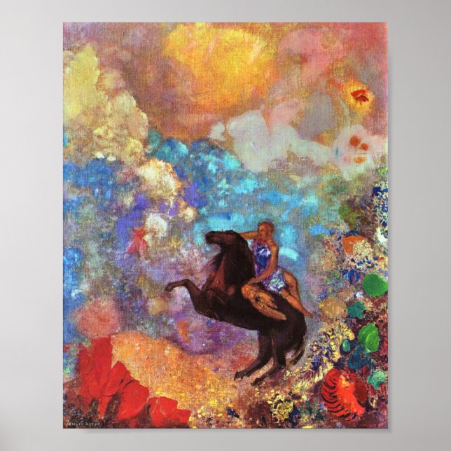 Muse on Pegasus Greek Mythology Vintage Painting Poster (Front)