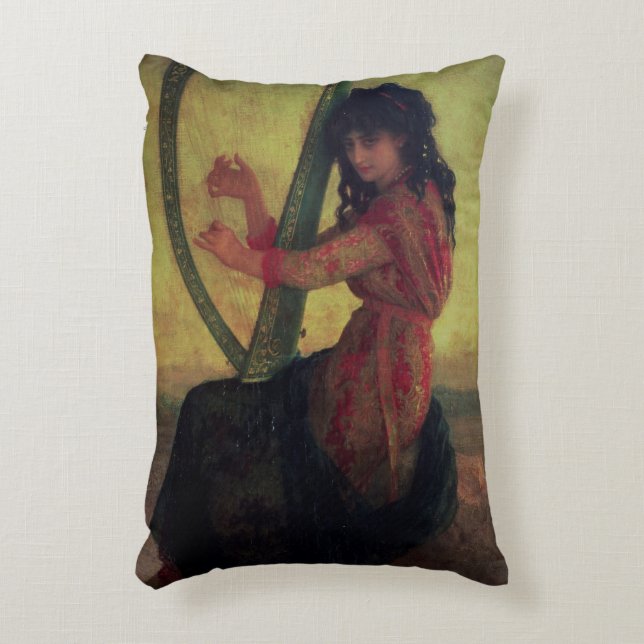 Muse Playing the Harp Decorative Pillow (Front(Vertical))