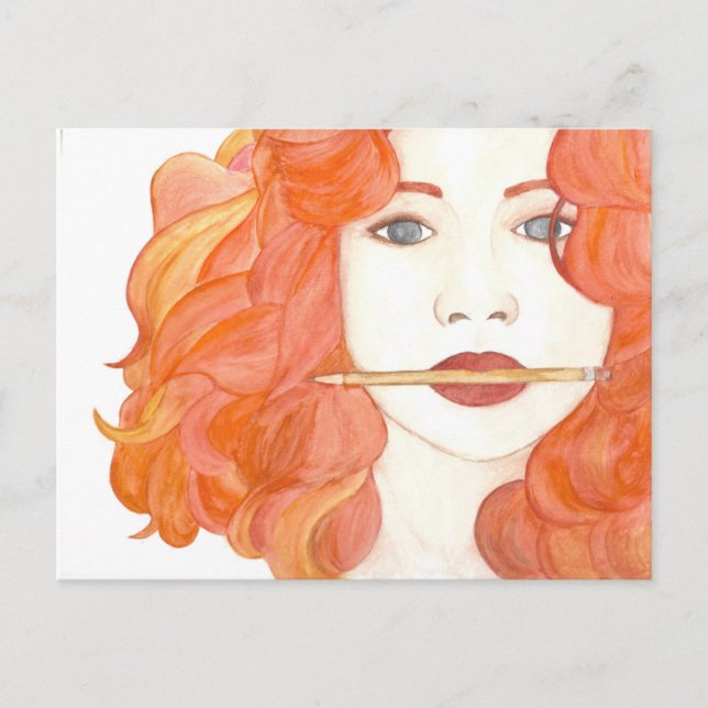Muse Red-Haired Girl Postcard Artist (Front)