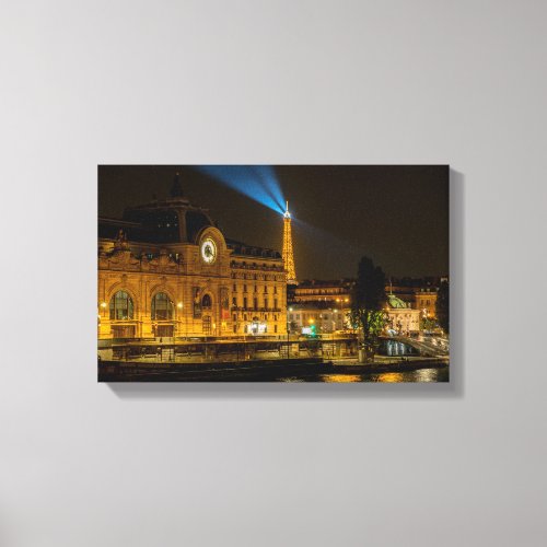 Muse dOrsay in Paris at night Canvas Print