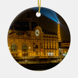 Musée d'Orsay in Paris at night Ceramic Ornament