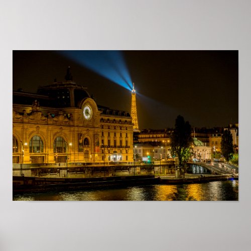 Muse dOrsay in Paris at night Poster