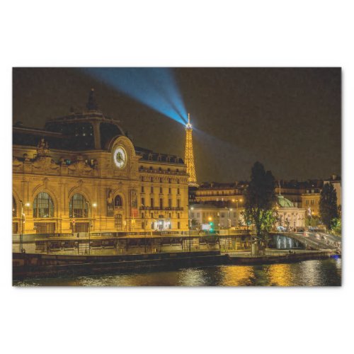 Muse dOrsay in Paris at night Tissue Paper