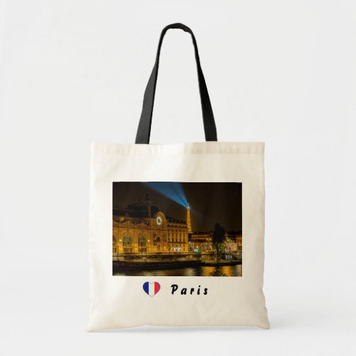 Muse dOrsay in Paris at night Tote Bag