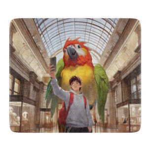 Museum Gaze: Giant Scarlet Macaw Parrot Selfie Cutting Board