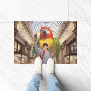 Museum Gaze: Giant Scarlet Macaw Parrot Selfie Doormat