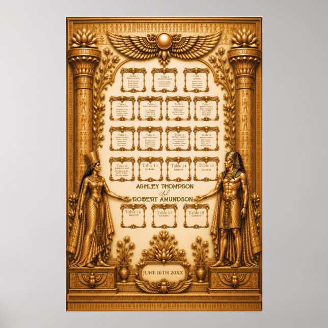 Museum Inspired Gold Wedding Seating Chart (Front)