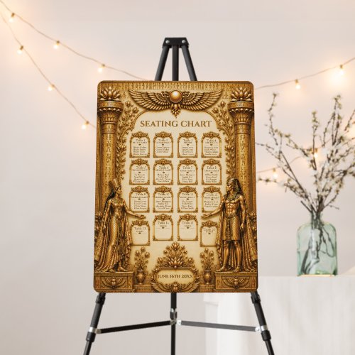 Museum Inspired Gold Wedding Seating Chart Foam Board