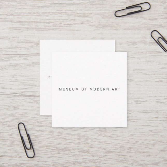 Museum Minimal Center Front and Back Two Business  Square Business Card (Front/Back In Situ)