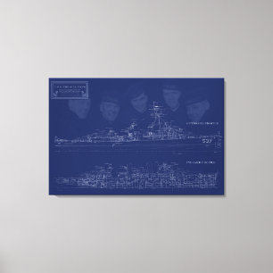 Museum Ship The Sullivans Blueprint with Brothers Canvas Print