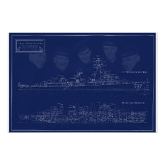 Museum Ship The Sullivans Blueprint with Brothers Poster