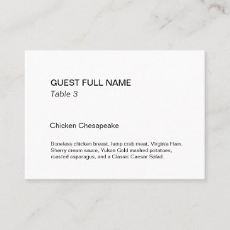 Museum Style Placard Flat Place Card