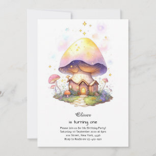 Mushroom 1st Birthday Invitation