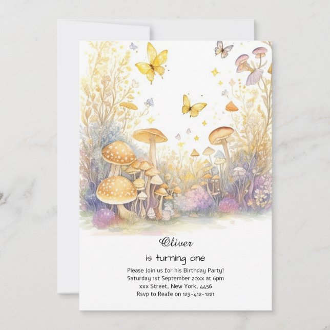 Mushroom 1st Birthday Invitation (Front)