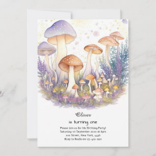 Mushroom 1st Birthday Invitation