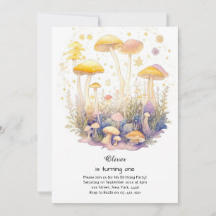 Mushroom 1st Birthday Invitation