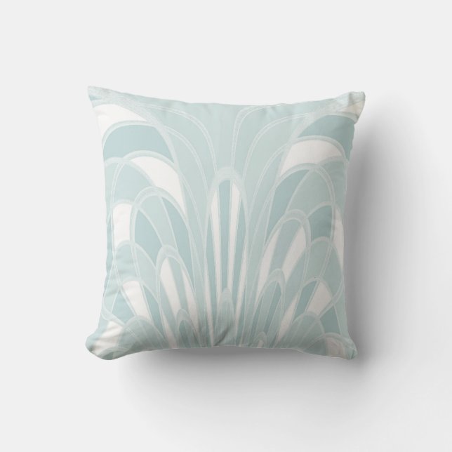 Mushroom Abstract - Art Deco - Aqua Throw Pillow (Front)