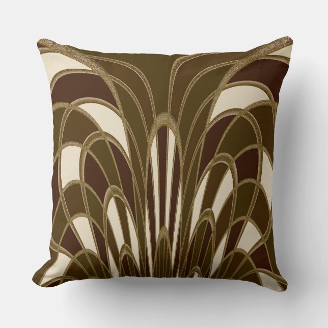 Mushroom Abstract - Art Deco - Cattail #2 Throw Pillow (Front)