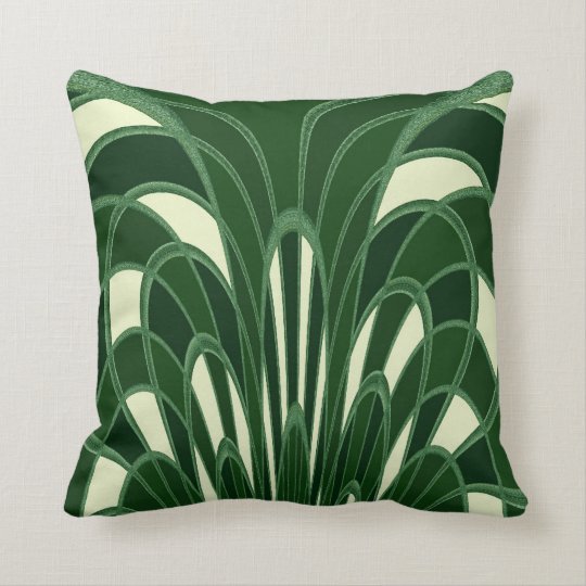 Mushroom Abstract Art Deco Green Throw Pillow