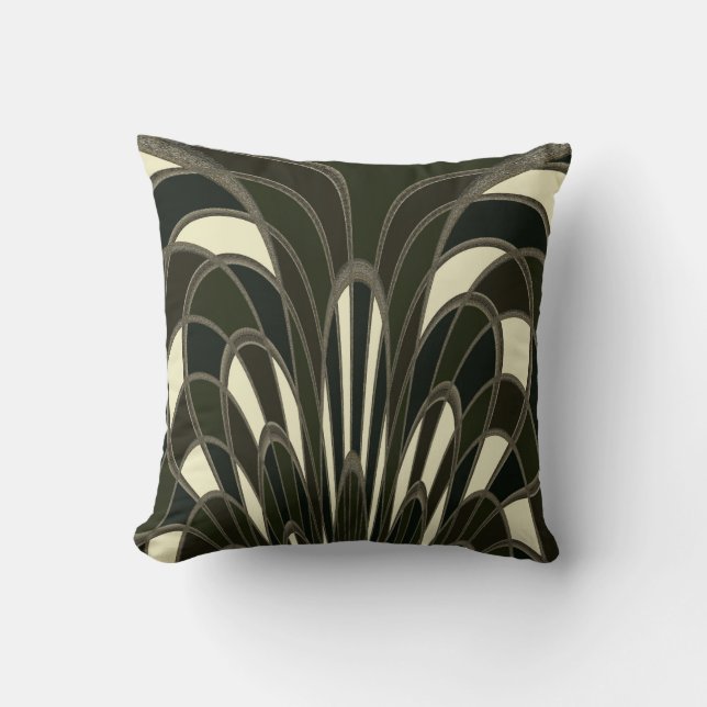 Mushroom Abstract - Art Deco - Lichen Throw Pillow (Front)