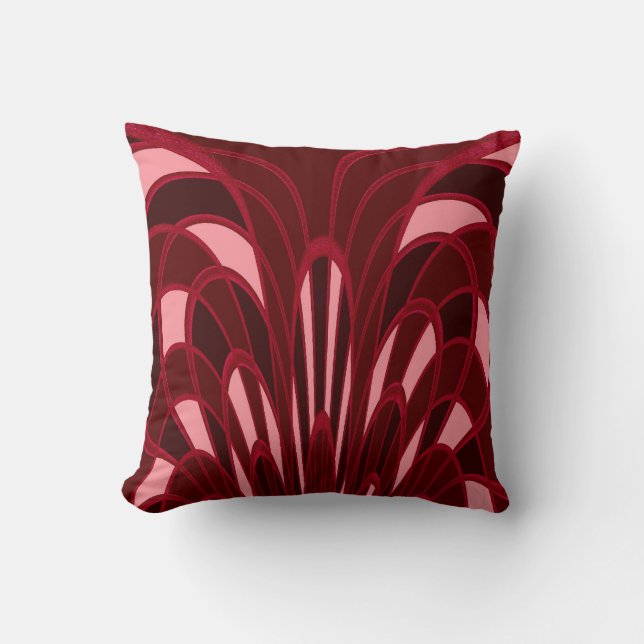 Mushroom Abstract - Art Deco - Red Throw Pillow (Front)